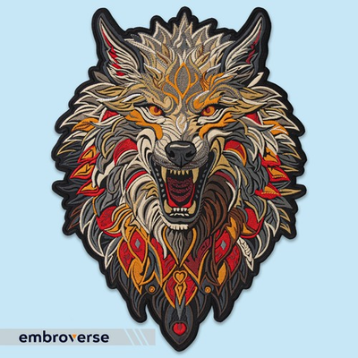 #ad Fire Wolf Totem Large Embroidered Back Patch Forest Nature Spirit Wild Animal $34.99