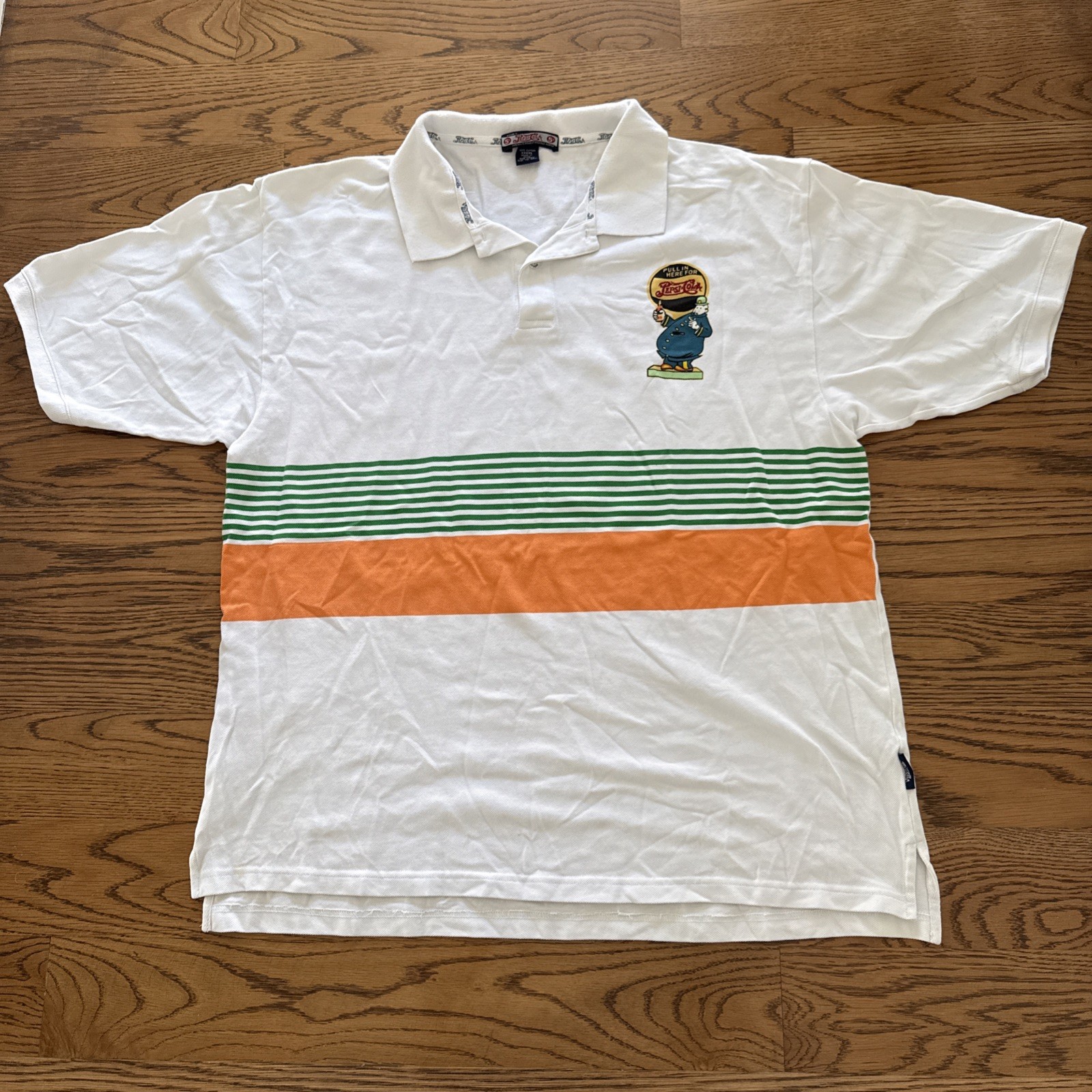 Vintage Pepsi Cola Nickel’s Worth Polo Shirt 4XL White Striped Embroidered Rare