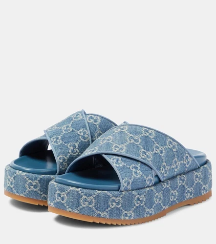 Gucci GG Monogramme Supreme Angelina Platform Slides Sandales Mules Chaussures