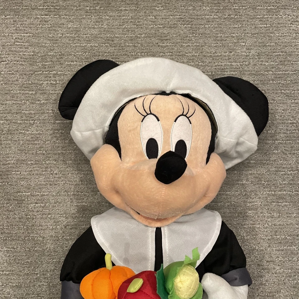 Vintage Disney Minnie Mouse Pilgrim Plush Thanksgiving Greeter Harvest Decor 90s - Image 4 of 4