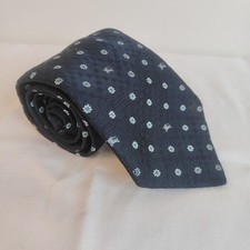 Burberry London Silk Tie Navy Blue Dot Equestrian Pattern Necktie England 3.5"