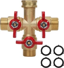 Hose Splitter 3 Way Heavy Duty Brass Valve Garden Hose Splitter with Stainless S