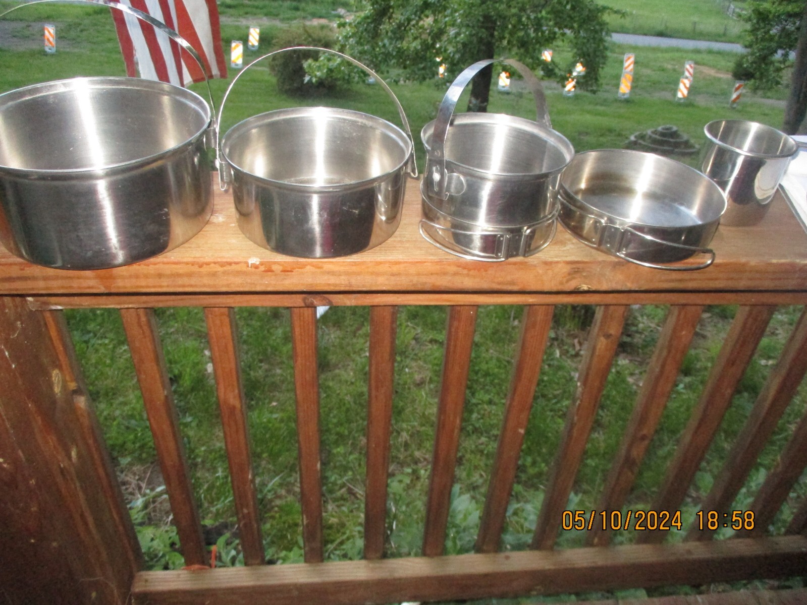 COLEMAN 5 Piece Aluminum Mess Kit Cup Frying Pan Pot W/Lid Deep Dish