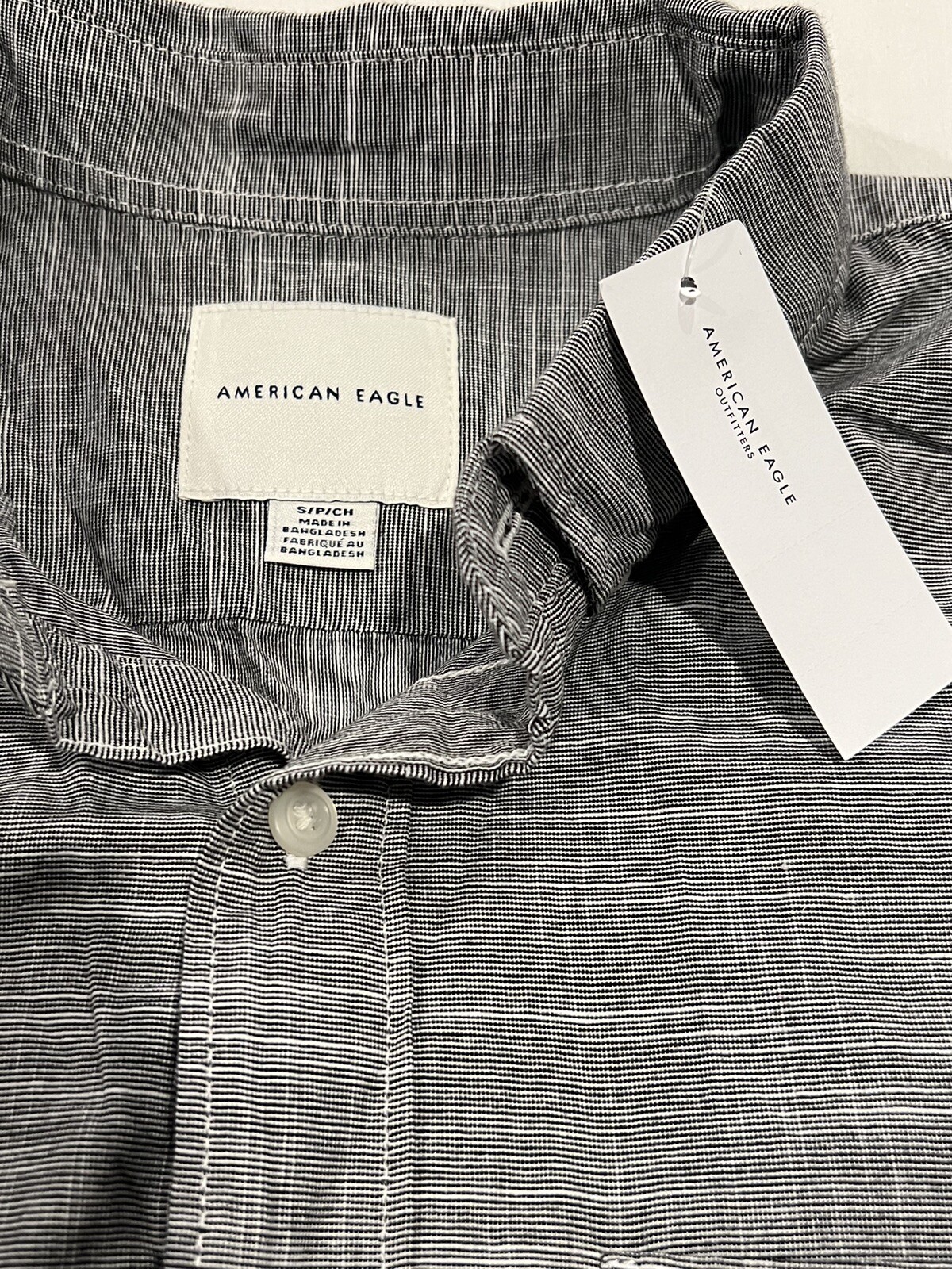 American Eagle Gray Checkered Button Down Shirt M… - image 3