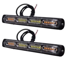 2x Amber White Led Car Truck Emergency Warning Hazard Flash Strobe Light Bar Eoa