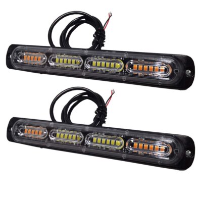 2x Amber White LED Car Truck Emergency Warning Hazard Flash Strobe Light Bar EOA