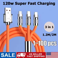 3in1 Fast Charging Cable Cell Phone Charger Cord For iPhone Type C Micro USB lot