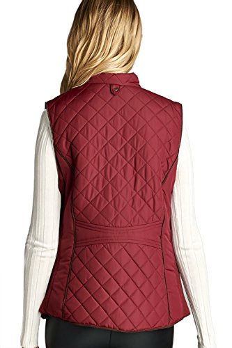 Active USA Women's Quilted Vest w/ Suede Piping, Burgundy, Medium - Picture 3 of 3