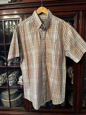 Orvis Men s Multi Color Check Patterned Short Sleeve Shirt Sz Lg EUC