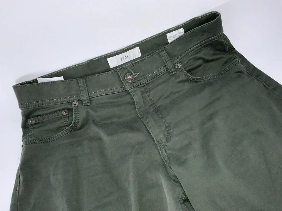 Pantalones de fantasía Brax cobre para hombre 31x26 verde algodón spandex frente plano YGI C2-438 Foto 3 de 4
