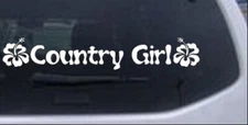 Country Girl With Hibiscus Flowers Car or Truck Window Decal Sticker 8X1.4