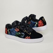 puma basket heart embroidered women's
