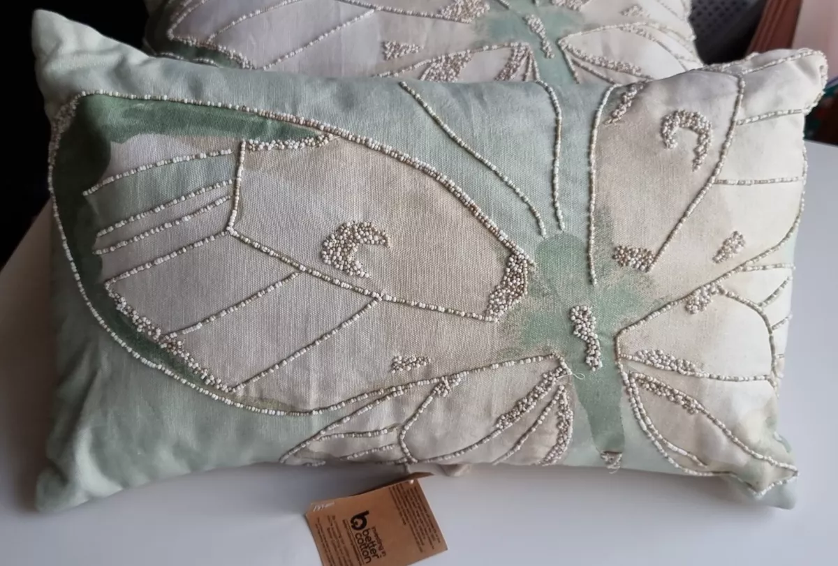 Tesco Home Beaded Multicoloured Rectangular Butterfly Cushion Pillow