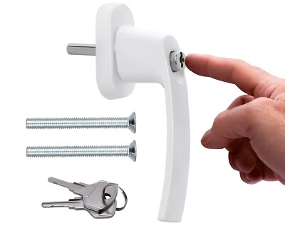 FENSTERGRIFF abschließbar Fenstergriffe WEIß Kindersicherung METALL 2x Schlüssel - Bild 1 von 4