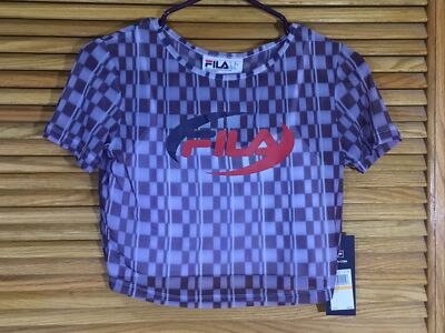 FILA Womens Size Small Filipa Purple Two Layer Crop Tee CW1-391
