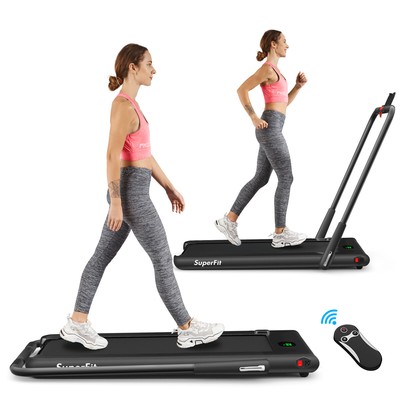 Costway 2.25HP 2 in 1 Folding Treadmill W/APP Control Speaker Remote Black