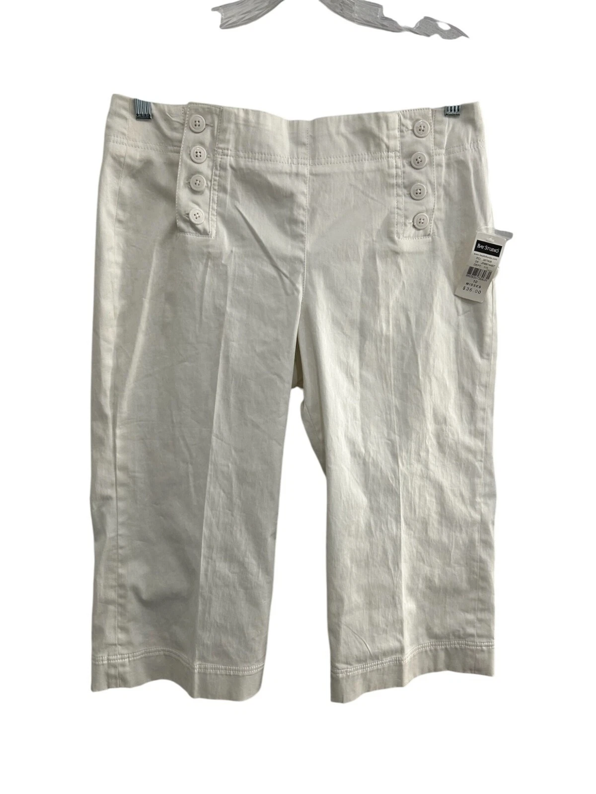 Bay Studio NWT Womens Casual White Capri Pants Size 10 Cotton Blend