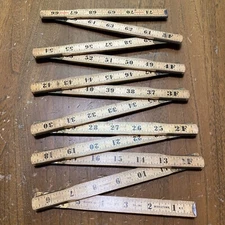 Vtg Master Rule Folding 72" Blue Tip Carpenters Ruler USA Middletown NY