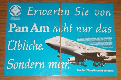 Seltene Werbung PAN AM - Erwarten Sie nicht nur das Übliche - Sondern mehr 1987