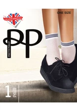 Pretty Polly ~ DIAMOND MESH ~  net anklet socks BNWT ~ white o/s