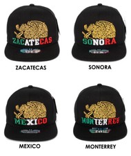 Mexican Mexico Federal State Name Embroidered Snapback Flat Bill Baseball Cap