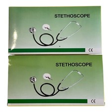 2 Stethoscopes Lightweight Single-Head Green Aluminum Chest Piece  Binaural New