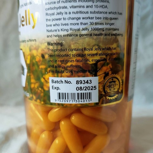 Royal Jelly 365 Soft Capsules Nature's King Australia 100% Natural 1000mg - Picture 8 of 10
