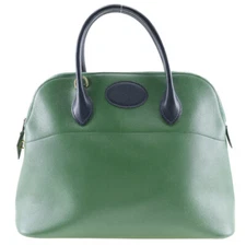 Hermes Bolide 35 Green/Navy Bicolor Couchevel V Engraved Women's Handbag