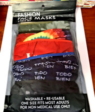 FACE COVER MASK WOMEN MEN SPANISH WORDS ONE SIZE FITS MOST WASHABLE 5 PACK
