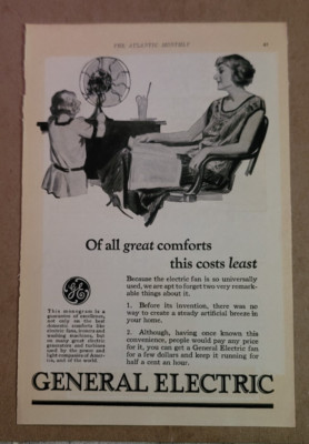 General Electric- Of all great comforts, this costs less 1920s Ad (JA52