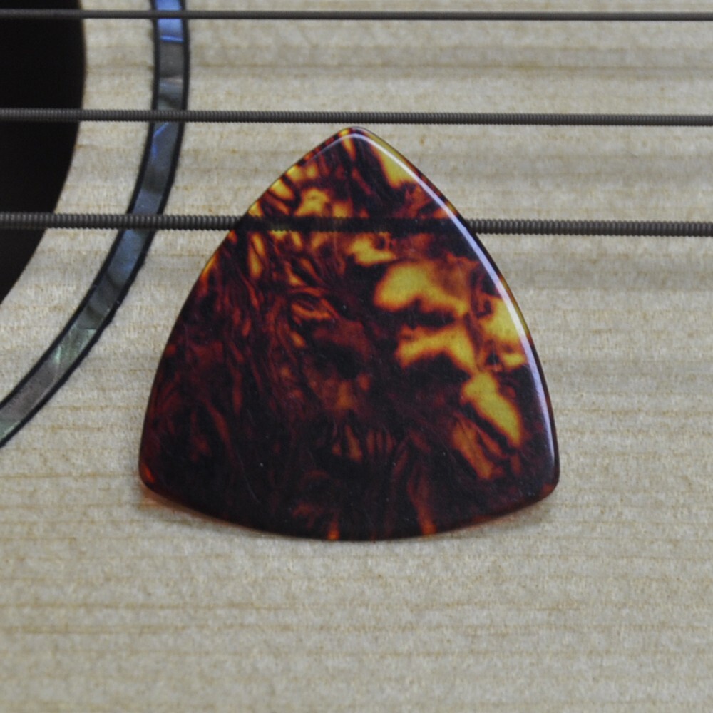 100pcs 0.71mm Brown Tortoise Celluloid Rounded Triangle Guitar Picks Medium Size