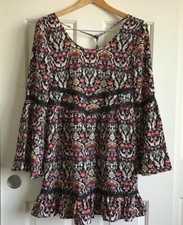 band of gypsies Women’s Size S Floral Paisley Boho Bell Sleeves mini Dress