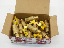 *Lot of 10* RuB S92D47 Full Port 2-Way Ball Valve, Brass, 1/2" Male NPT x 1/2...