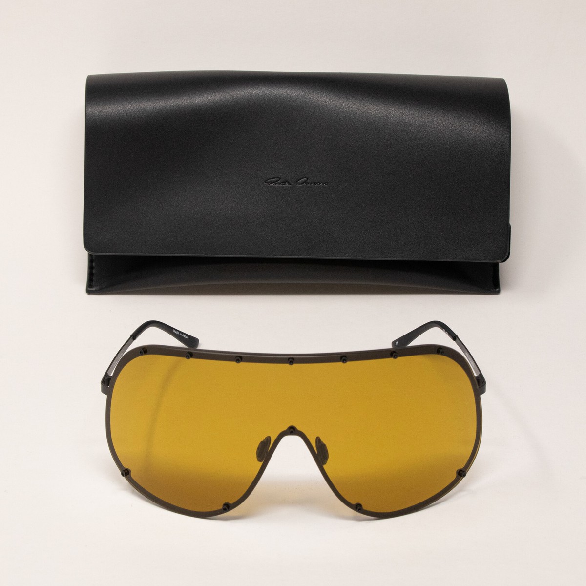 Rick Owens Shield Black Temple/Breen Sunglasses | eBay