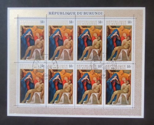 Burundi 1970 Easter Christ laid in tomb 50f SG524 sheet used as photo - 第 1/1 張圖片