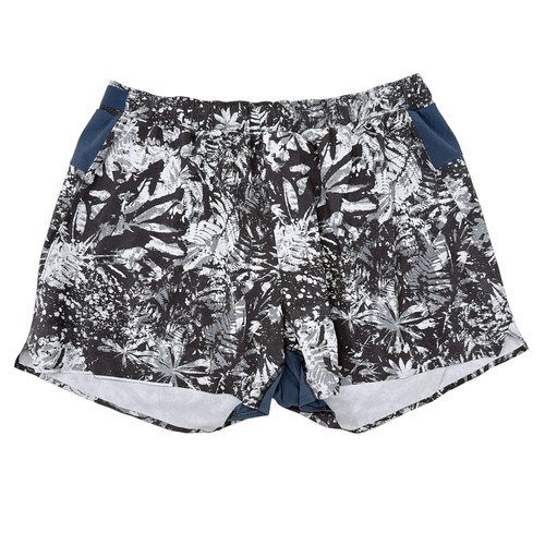 Lululemon Surge Shorts Herren Größe XL blau geblümt 4" gefüttert Fitness Laufen aktiv