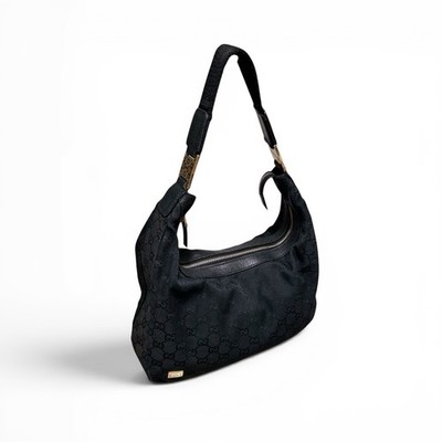 Gueci GG Canvas Black Shoulder Bag Abbey Vintage Hobo Bag Shoulder Bag