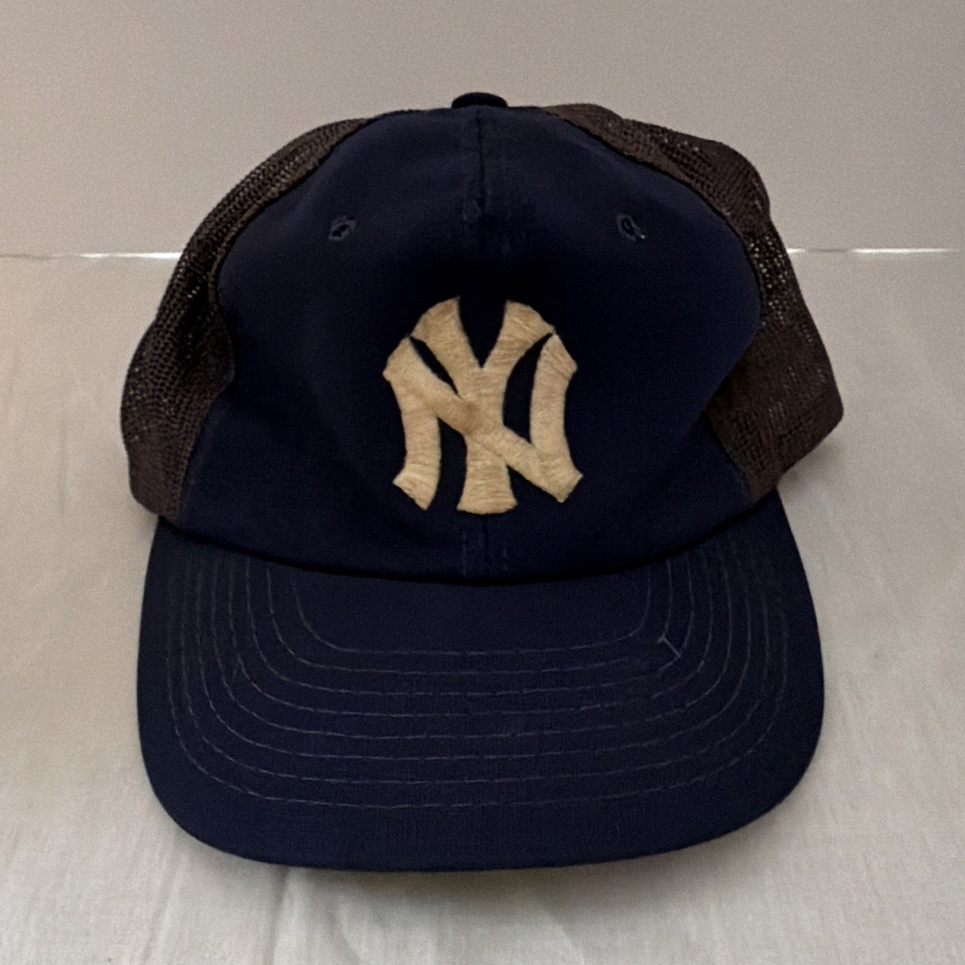 Vintage New York Yankees Trucker Hat Mesh Fitted Cap Green Underbill Made Korea