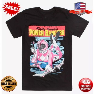 #ad HOT Mighty Morphin Power Rangers Pink Ranger Movie Poster T Shirt S 5XL $15.99