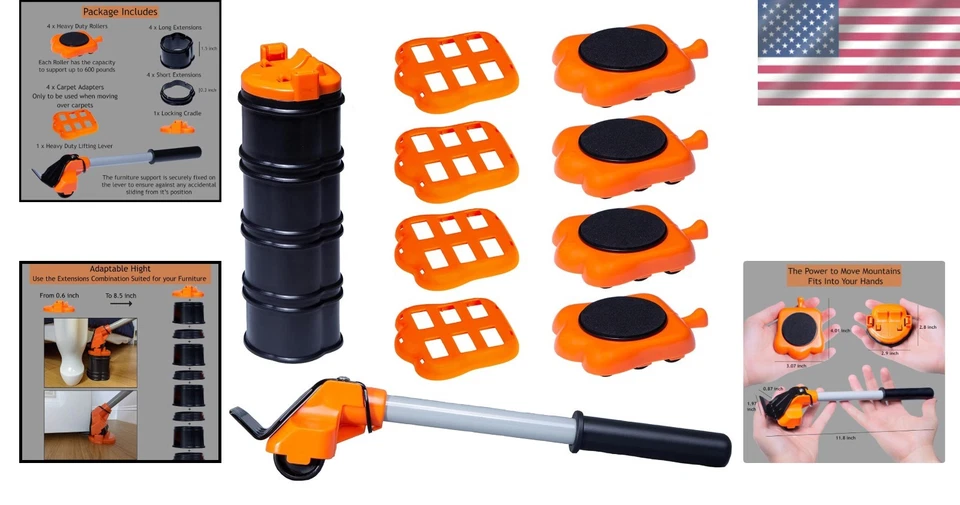 Juego de deslizadores elevador de muebles de alta resistencia carga 660 libras herramienta de mudanza de electrodomésticos Foto 2 de 4