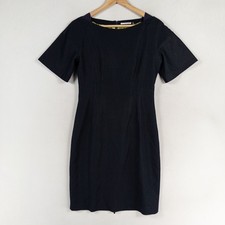 T Tahari Sheath Dress Womens Sz 6 Dark Blue Lined Full Zip Up Back Office Career