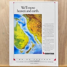 1991 Qantas Airlines Move Heaven Earth Vintage Print Ad Travel Advert Art