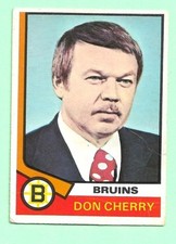 (1) DON CHERRY   1974-75 O-PEE-CHEE # 161 BRUINS  ROOKIE CREASED CARD (N3894). rookie card picture