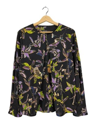 MARC CAIN Langarm-Bluse Damen Bluse Gr. DE 40 lila-grün-schwarz Party-Look