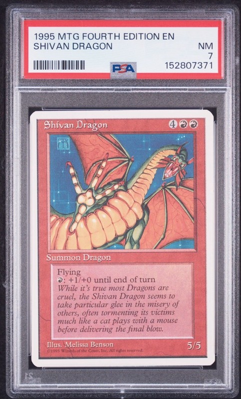 MTG Shivan Dragon 4th Edition PSA 7