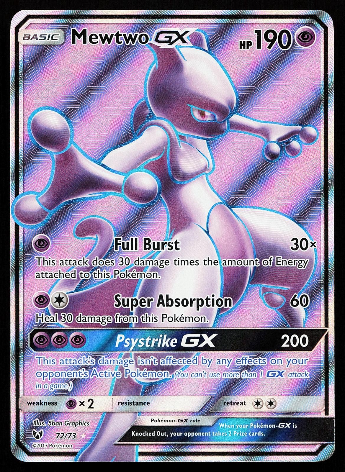 Mewtwo GX 72/73 Ultra Rare Shining Legends Pokemon Card