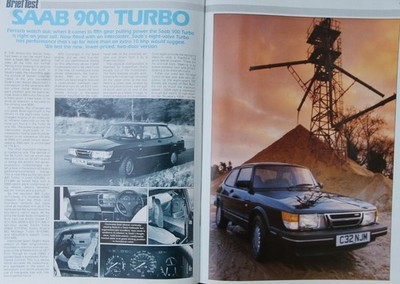 Original 1985 Motor extracted mag road test article: SAAB 900 TURBO, Brief Test