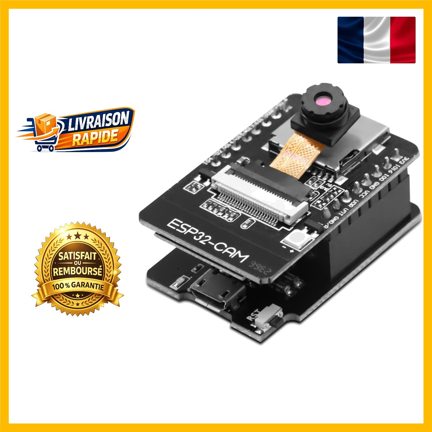 Carte ESP32-CAM MB WiFi Bluetooth avec module caméra OV2640 2MP pour projet DIY