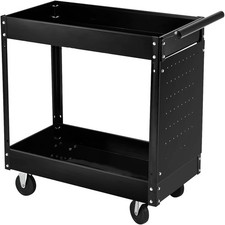 Tool Storage Heavy Duty Garage Trolley Workshop 2 Tier Wheel Cart DIY w/Pegboard