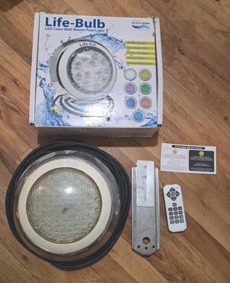 Life-Bulb LED Color Changing Pool Light NO Remote Wall Mount 75ft Cable, 12V 60W